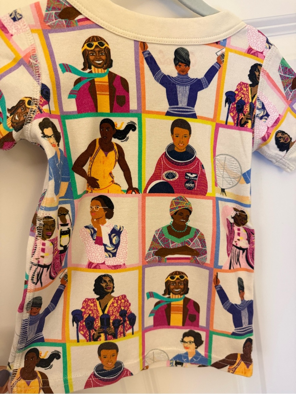 Kids Multicolor Graphic Short Sleeve Top Featuring Historical Women.